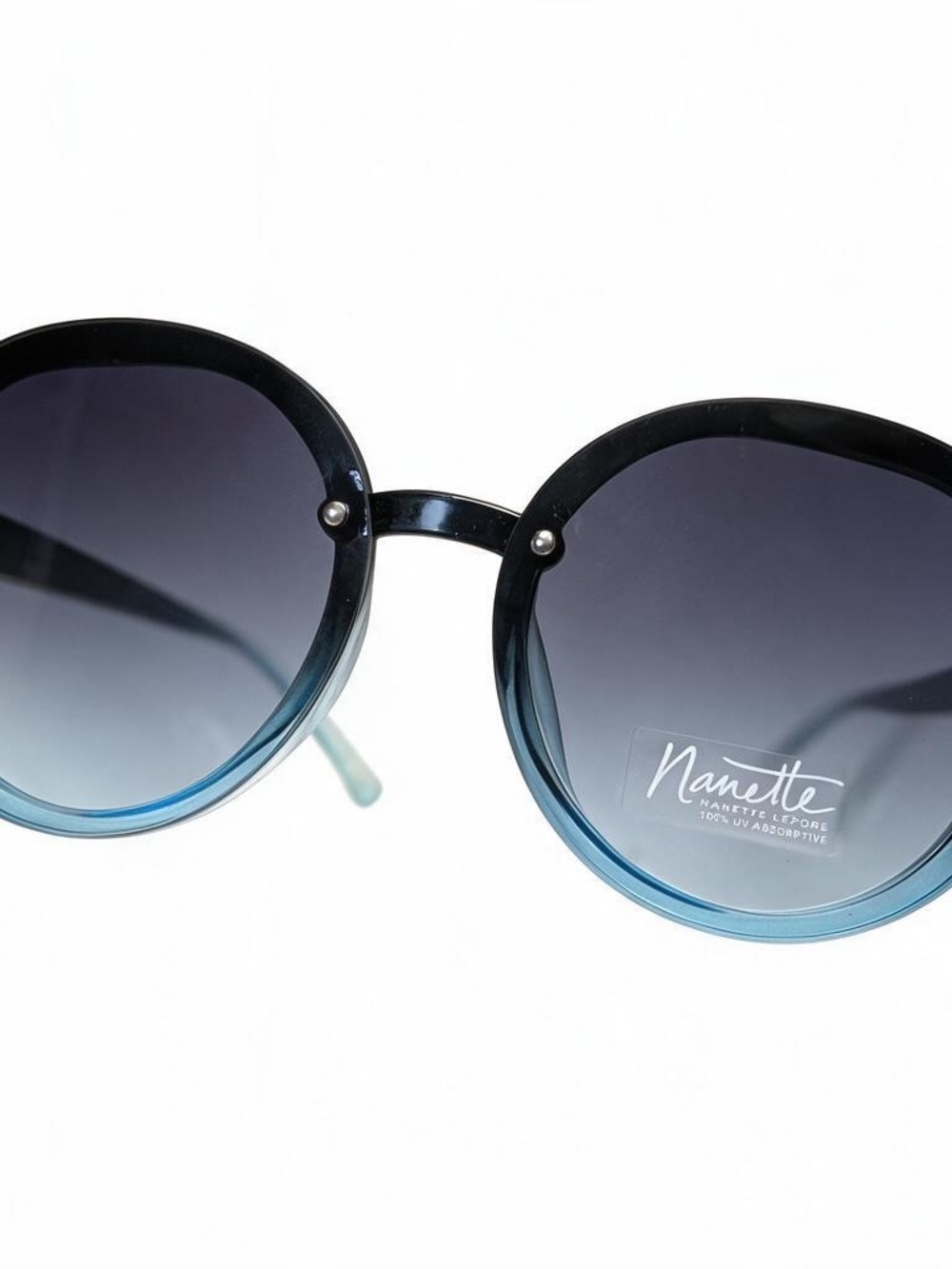 Nannette Black to Blue Gradient Round Women's Sunglasses